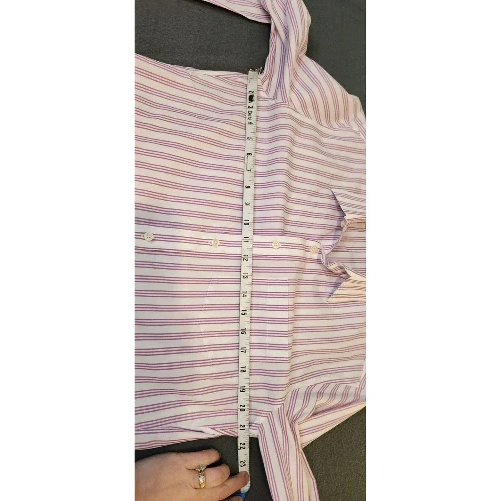 Thompson by J.Crew Wrinkle Free Dress Shirt‎ Men's Sz M Lilac Stripe Preppy